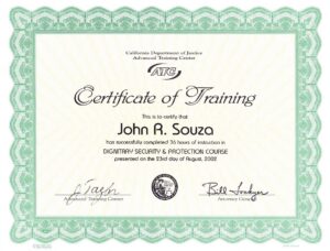 CA DOJ Dignitary Security and Protection Course